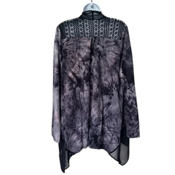 NWT Logo Lori Goldstein open cardigan jacket pockets asymmetrical Size L - Picture 2 of 8